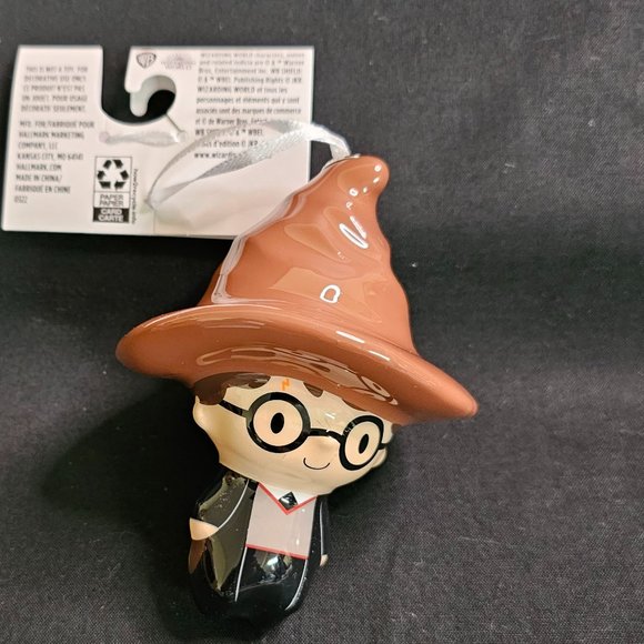 Harry Potter with Sorting Hat Hallmark Decoupage Christmas Tree Ornament NIP - Picture 2 of 2